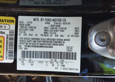 2021 Ford Bronco Sport Big Bend из США, поврежденный, VIN 3FMCR9B66MRA02460